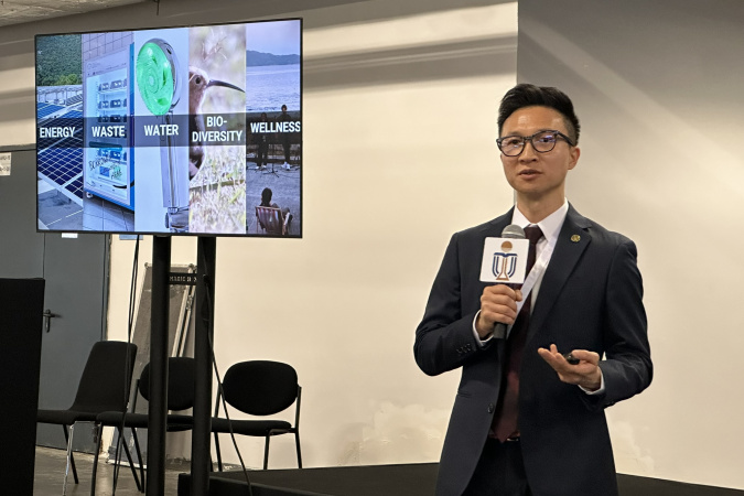 Mr. Marcus Leung-shea, HKUST Assistant Director of Sustainability/Net-Zero, shares in another session on HKUST’s “Sustainable Smart Campus as a Living Lab” program.