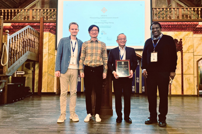 Prof. Tim Cheng (second right) received the Pioneering Achievement Award 2025 at the ACM SIGDA Annual Member Meeting and Dinner held in Munich, Germany. 
