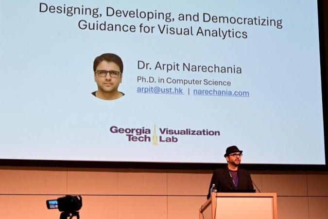 Prof. Arpit Narechania accepted the IEEE VGTC Visualization Dissertation Award at the 2025 IEEE VIS Conference in Vienna, Austria.