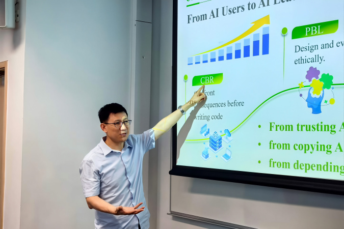 In July 2026, Prof. Marshal Liu delivered a talk on “AI Empowering Teaching” to students from Hangzhou Normal University.