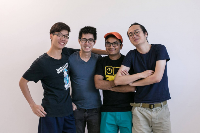 The MemoTV team: (from left) Yanzhao Lin (CAA), Naveen Pitipornvivat (HKUST), Urvil Sheth (HKUST), and Linwei Zhou (CAA)