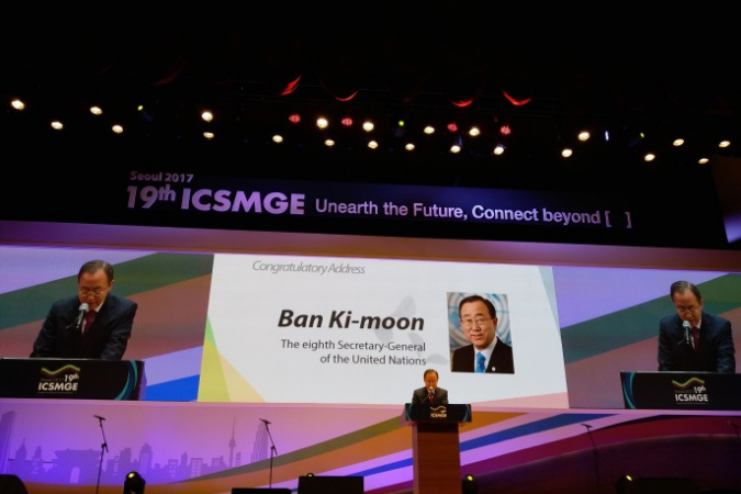 Opening of the 19th International Conference on Soil Mechanics and Geotechnical Engineering by Ban Ki-moon, past Secretary-General of the United Nations. The conference is held every four years.
