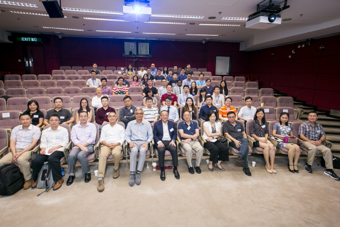 Before commencing a series of alumni talks for the morning session, all the guest speakers and participating alumni, students and faculty pose for a group photo  