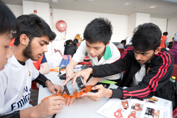2. Students design and build the robots from scratch. Students are getting some hands-on experience on robotics.