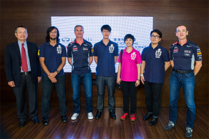 (From left) Dr Eden Y Woon, Sivaraam Muthukumar (Year 2, Mechanical and Aerospace Engineering), Mr David Coulthard, Chieh Lu, (Year 3, Electronic and Computer Engineering), Ka Ki Fong (Year 2, Mechanical and Aerospace Enginieering), Young-jun Song (Year 3, Computer Science and Engineering), and Mr Andreas Sigl