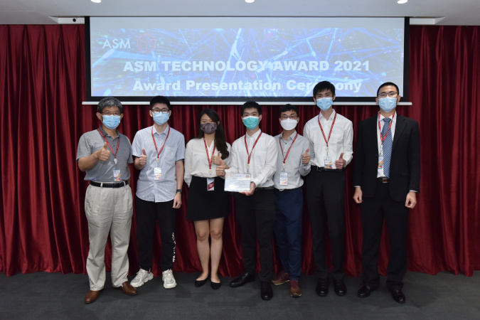 The team from the Department of Mechanical and Aerospace Engineering, supervised by Prof. Sun Qingping (first left), was recognized for their work on “A Novel Cam-Driven Compressive Elastocaloric Refrigeration Device”.