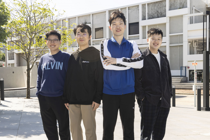 A team of research students of Mechanical and Aerospace Engineering, (from left) ZHOU Yi, LIU Shuai, YE Pengfei, and WANG Sichen, received First Prize in the 2024 China College Students Mechanical Engineering Innovation and Creativity Competition: Intelligent Precision Assembly Competition (Guangdong-Hong Kong-Macao Area Trial).