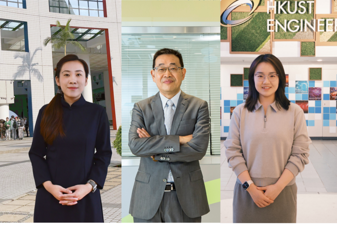 The Civil and Environmental Engineering research team comprised Chair Professor Chen Guanghao (center) and postdoctoral researcher Dr. Zhang Zi (left), both corresponding authors, and PhD student Xiao Chengyu (right), the first author.