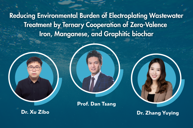 Prof. Dan Tsang’s research team published a research paper titled “Reducing environmental burden of electroplating wastewater treatment by ternary cooperation of zero-valence iron, manganese, and graphitic biochar” in Communications Materials, a journal from Nature Portfolio, in March 2025. Co-authors include Dr. Xu Zibo (first author), Dr. Zhang Yuying, as well as collaborators from Imperial College London (UK), Shanghai Jiao Tong University (China), University of Wuppertal (Germany), University of Califor