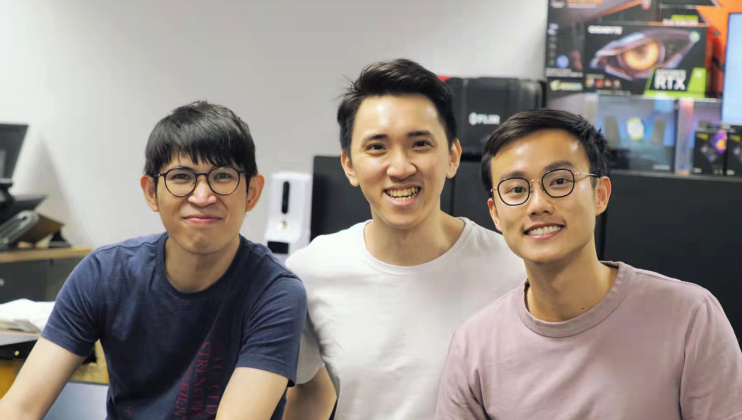 (From right) Nick CHIN, Taric CHAN and Kyle WONG, co-founders of PanopticAI