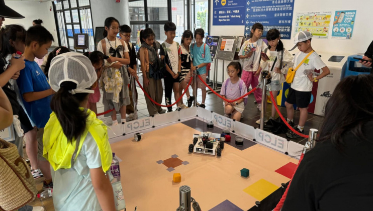 Children had fun controlling the robot designed for The Robot Explorer Cup, one of the major competitions hosted by GCE.