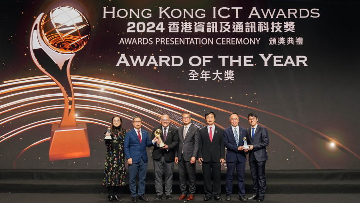 The HKUST-MTR Joint Research Laboratory’s digital twin project received multiple awards at the “Hong Kong ICT Awards 2024”, including the “Smart Mobility (Smart Transport) Gold Award”, “Best Use of AI Award”, “Smart Mobility Grand Award”, and the highest honor, the “Award of the Year”.