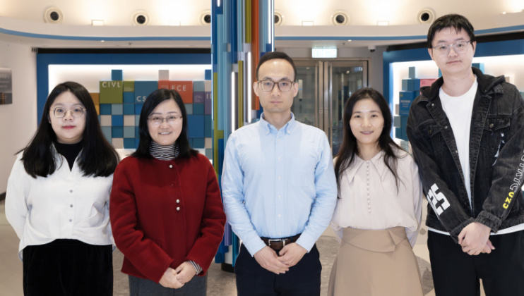 The HKUST research team from the Department of Civil and Environmental Engineering: (from left to right) Wang Yanjia, Prof. Su Hui, Dr. Wang Cen, Dr. Li Yana, and Zhu Kuilin.